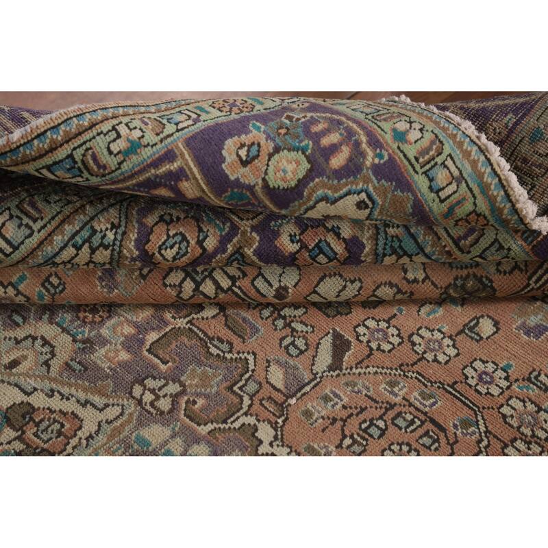 Floral Coral Tabriz Persian Vintage Area Rug Handmade Wool Carpet - 6'9"x 9'10"