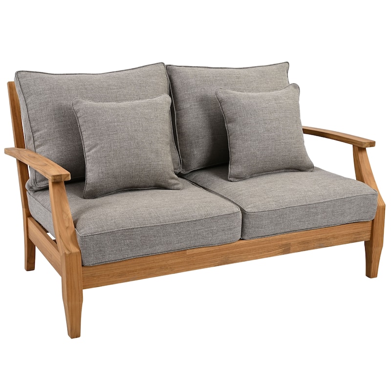 SAFAVIEH Couture Martinique Wood Patio Loveseat - 56"W x 35"D x 32"H