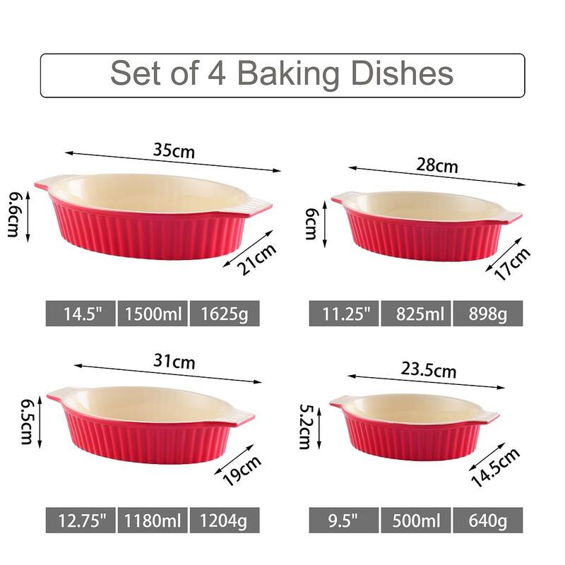 MALACASA, Series Bake.Bake, Ceramic Oval Baking Dish Bakeware Set