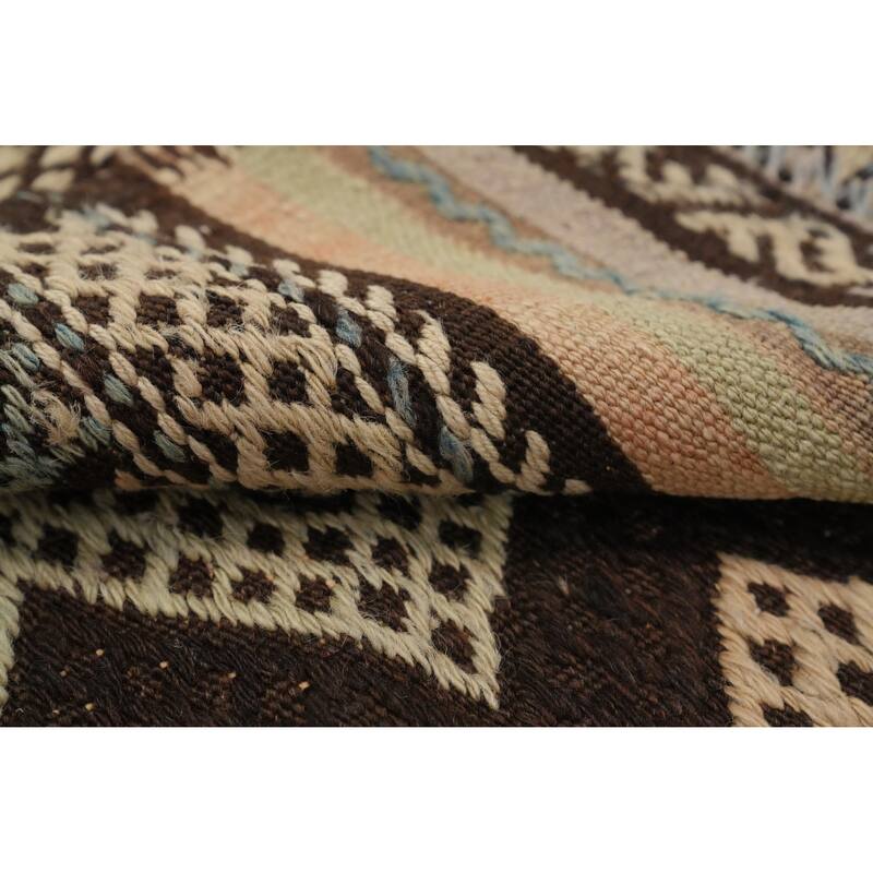 Hand Woven Oriental 100% Wool Carpet Southwestern Tribal Multi-Colored Kilim Runner Rug - 9' 5'' X 3' 0''