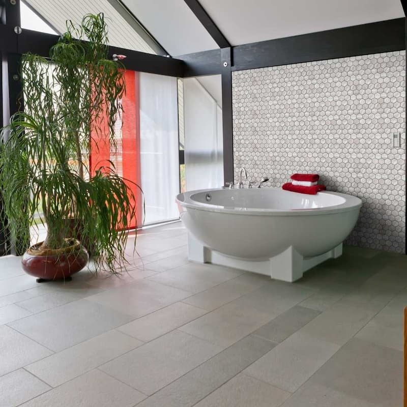 Stately Hex 11x14 Polished Porcelain Mosaic Tile - Floor, Wall, Backsplash