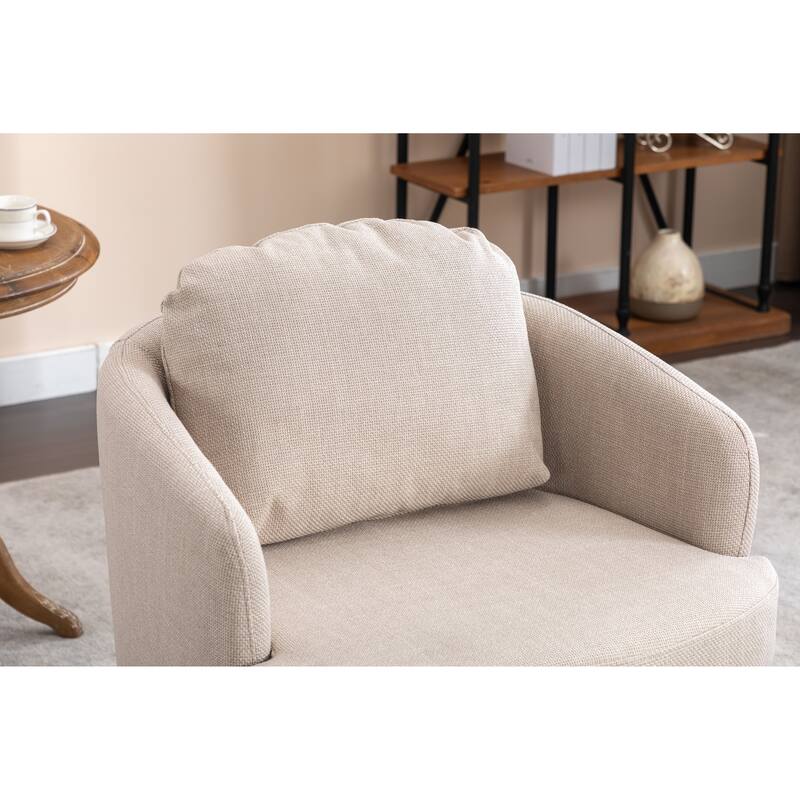 30.3" Swivel Accent Chair with Wood Base