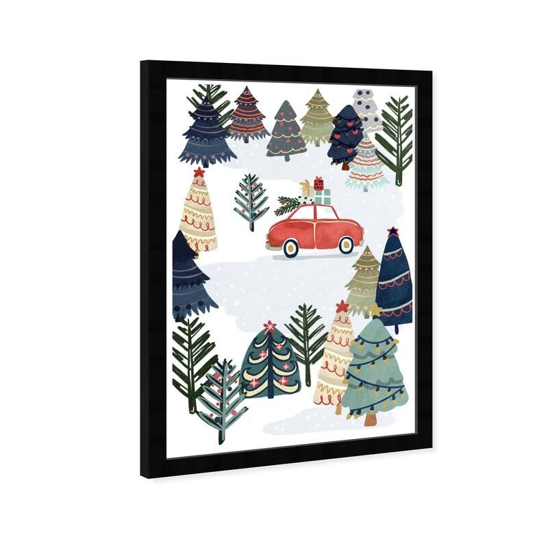 Wynwood Studio Prints Holiday and Seasonal Holiday Decorative Drive Green and Dark Orange Scandinavian Wall Art Canvas Print