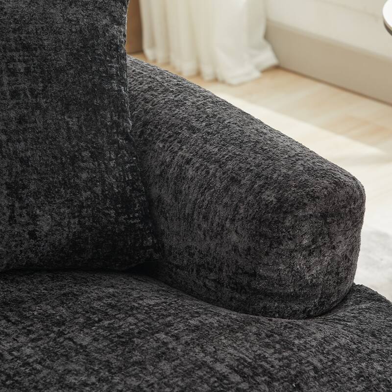 Curved Loveseat Black 2-Seater Sofa Couch for Living Room, Minimalist Sleeper Sofa Couch with Pillows