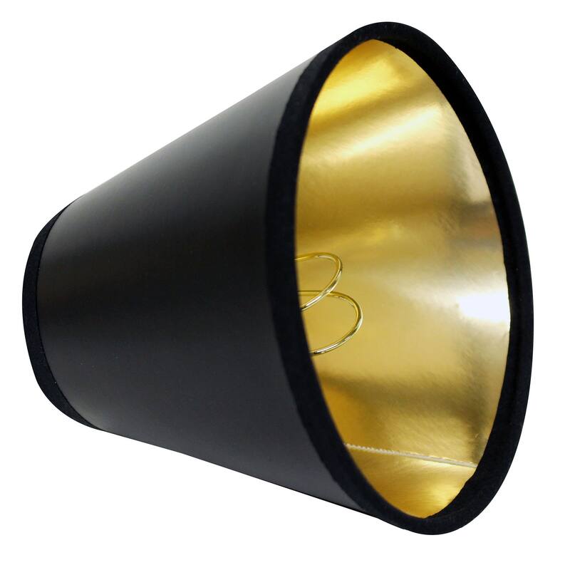 Hardback Chandelier Lampshade with Flame Clip (Set of 6), Black Animal Hide Lampshade with Gold Lining for Table Lamps