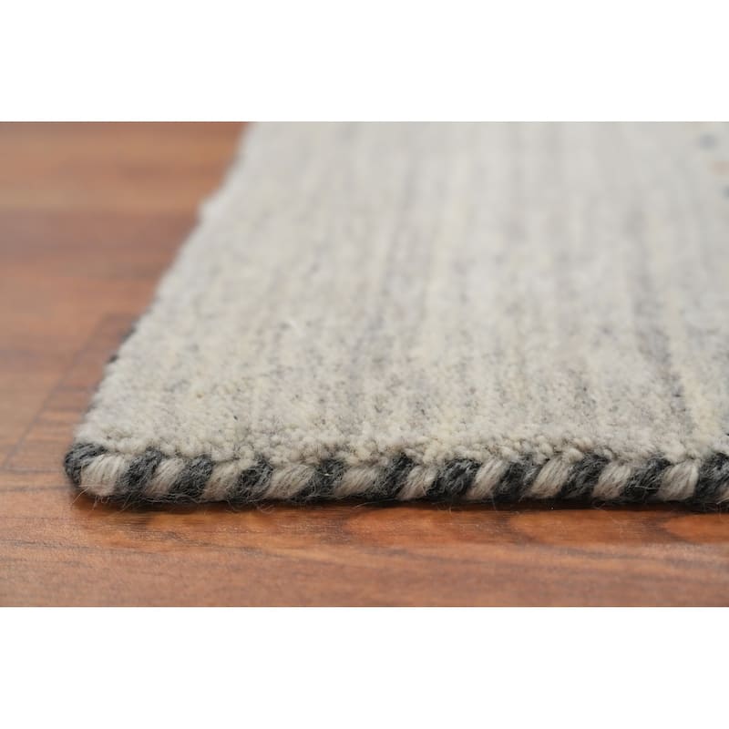 Hand Knotted Oriental 100% Wool Carpet Tribal Animal Pictorial Greys & Charcoal Gabbeh Area Rug - 7' 9'' X 5' 1''