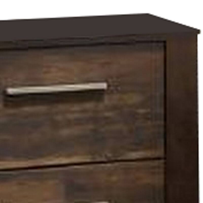 Brown 2 Drawer 16 in. W Nightstand with Bar Metal Handles