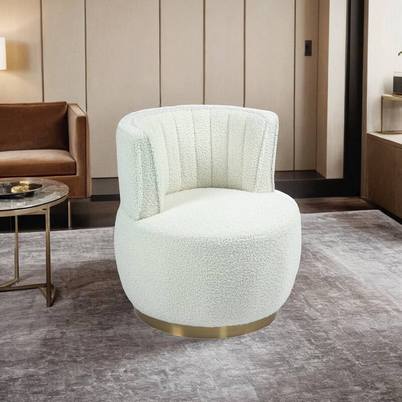 360 Swivel Barrel Chair, Velvet Modern Accent Chair, Upholstered Mid Century Comfy Arm Chair, Round Sherpa Side Chair