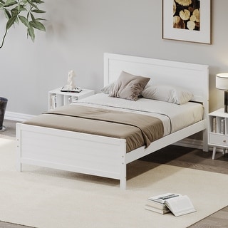 Modern simple style Wood Platform Bed Frame with Headboard, Full Size ...