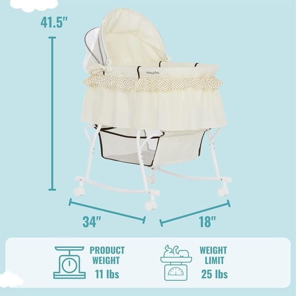 Dream On Me Lacy, Portable 2 in 1 Bassinet and Cradle in Brown