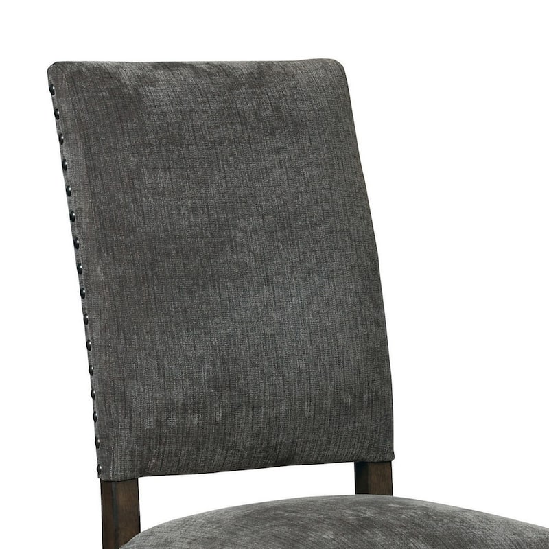 Espresso Brown/Gray Faux Leather Upholstered Wood Frame Dining Chair, Set of 2, Sturdy Dining Chair for Dining Rooms - 25.5