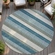 preview thumbnail 85 of 149, Machine Washable Indoor/ Outdoor Cabana Stripe Chantille Rug Teal - 8' x 8'
