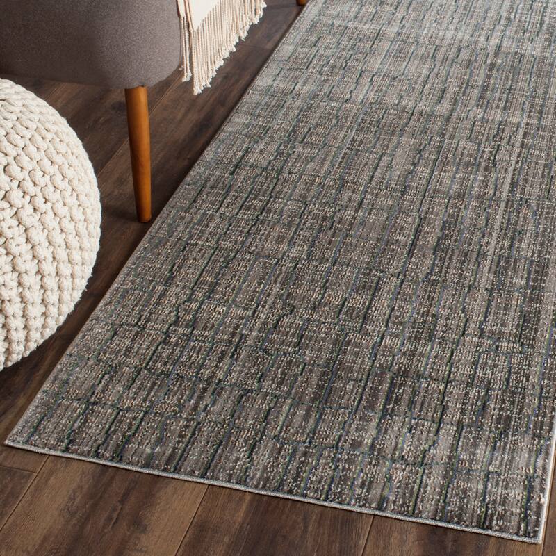 SAFAVIEH Valencia Shareen Distressed Vintage Boho Oriental Polyester Rug - 2'3" x 8' Runner - Grey/Multi