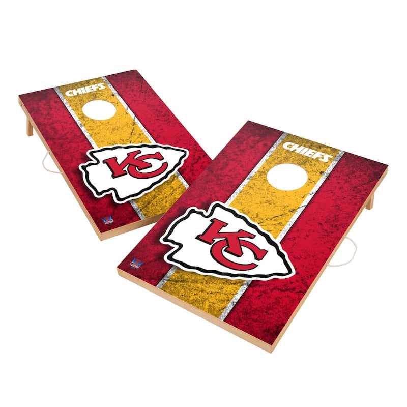 Vintage Kansas City Chiefs NFL 2x4 Tailgate Cornhole Boards - Include LED Lights