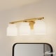 preview thumbnail 1 of 5, Hunter + Jasmine Roth Harlowe Luxe Gold Cased White Glass 3-Light Bathroom Vanity Wall Light - Transitional - Damp Rated