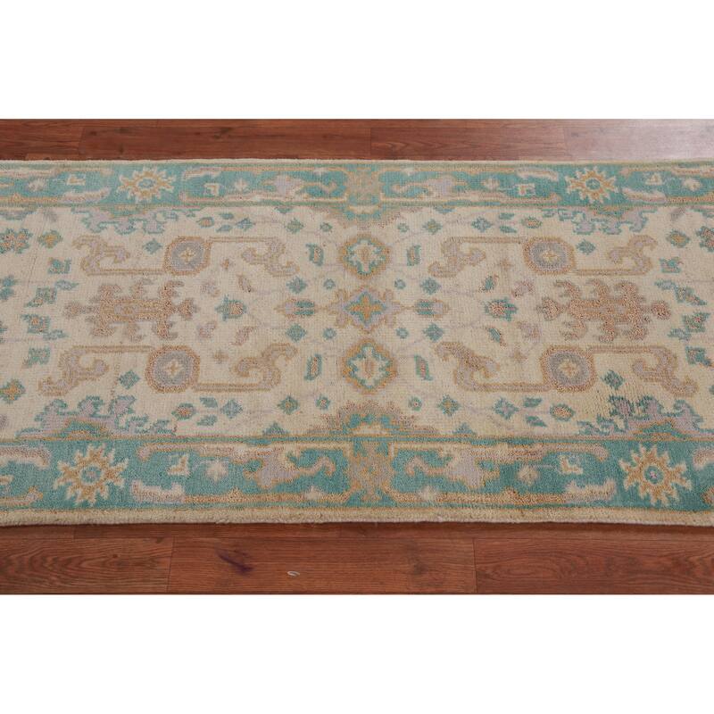 Transitional Oushak Oriental Runner Rug Hand-Knotted Wool Carpet - 2'8" x 9'10"