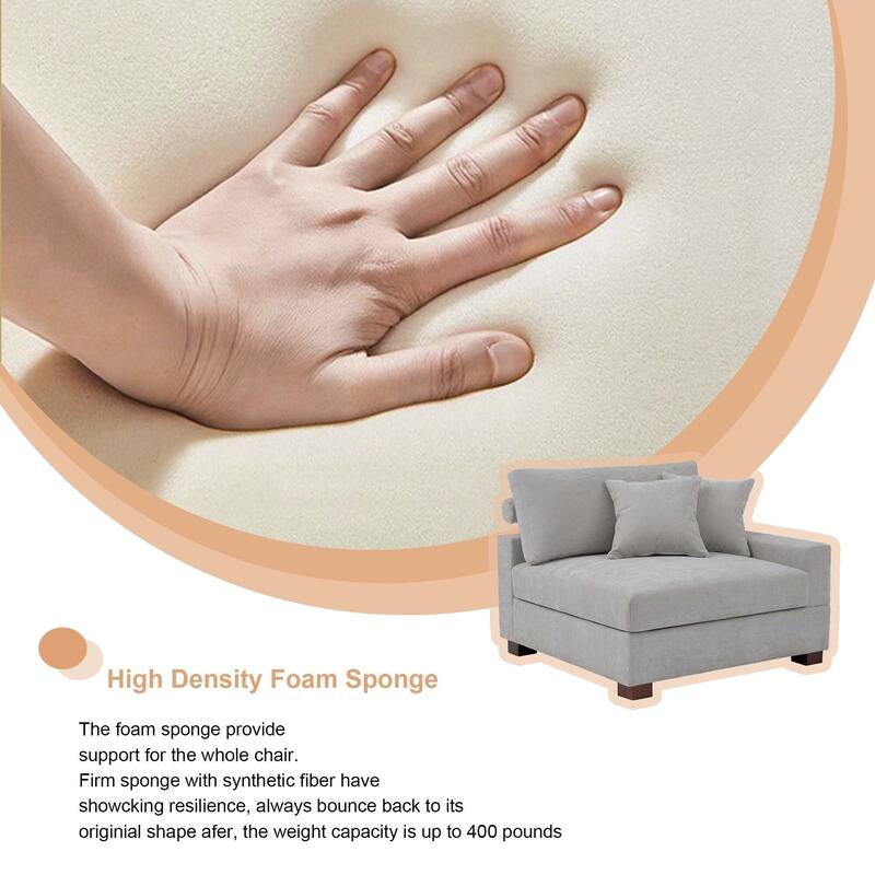 Chenille Upholstered Armless Accent Chair With Plush Cushion