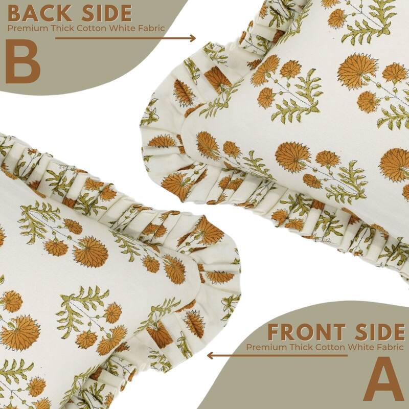 Block Print Boho Pure Cotton Musturd Pillow Cover- Rishi