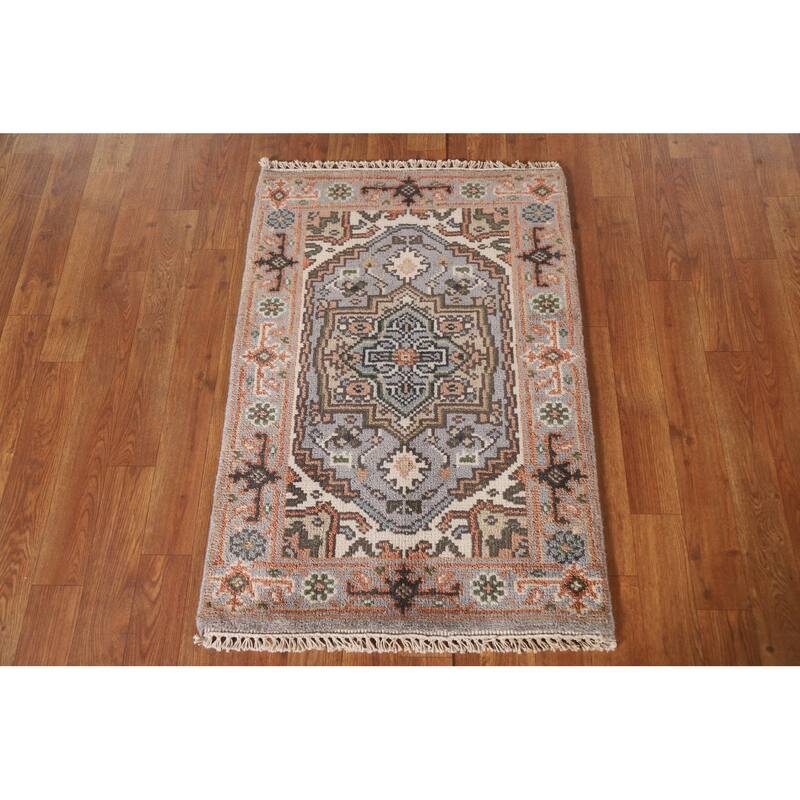 Heriz Serapi Oriental Rug Handmade Orange Wool Carpet - 2'0"x 3'0"