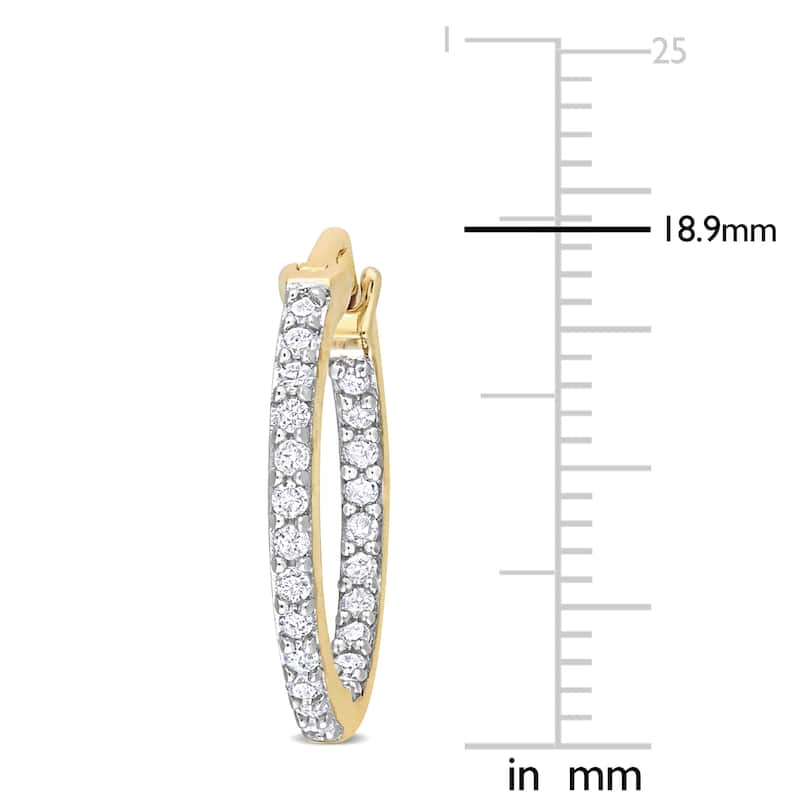 Miadora 1/2ct TDW Diamond Inside Outside Hoop Earrings in 10k Yellow Gold