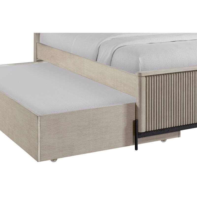 Taupe Twin Trundle Bed with Reeded Fronts and Birch Veneer