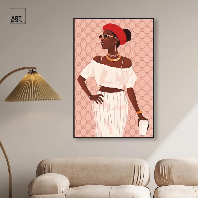 Her Stylish Coffee Look Canvas by Art Remedy