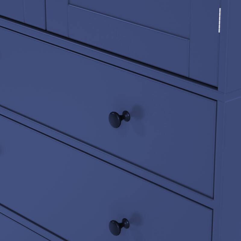 77" Farmhouse Kitchen Pantry, Freestanding Tall Cupboard Storage Cabinet with 3 Adjustable Shelves, 8 Door Shelves, 3 Drawers