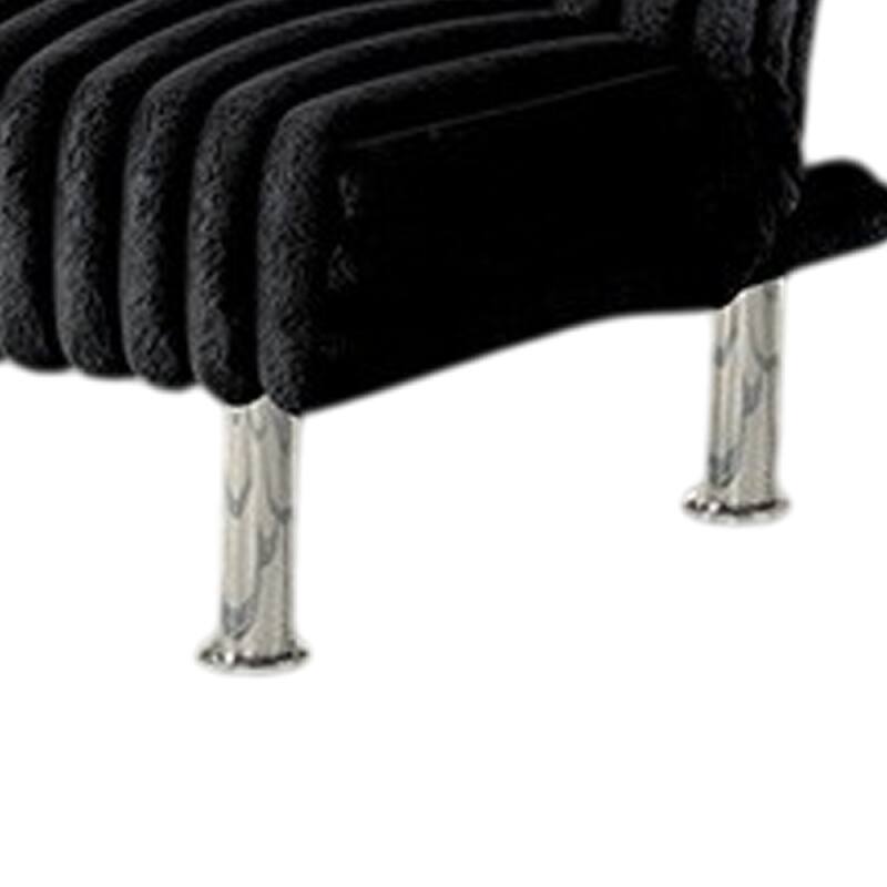 Hini Fold Out Futon Sofa Bed, Rich Black, Modern Chrome Metal Legs