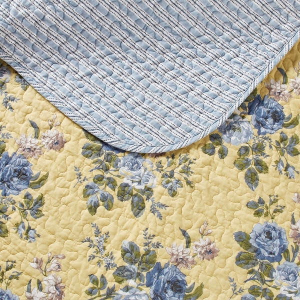 Laura Ashley Linley Cotton Reversible King Quilt Set - On Sale