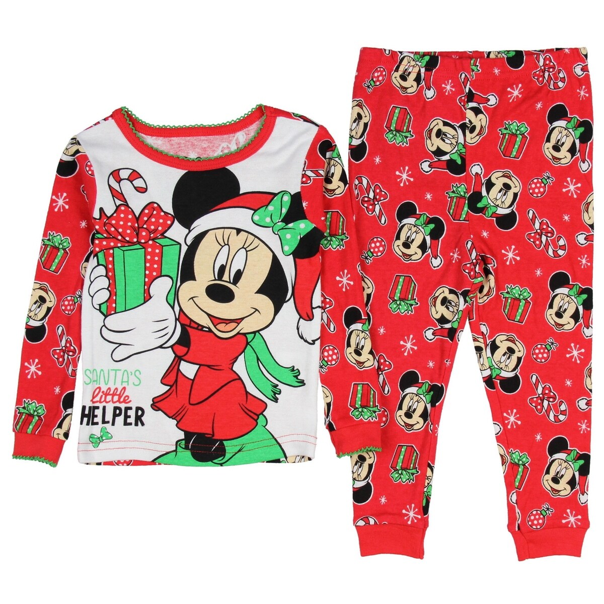Shop Disney Minnie Mouse Little Girls Toddler Christmas Pajama Set Overstock 18821113