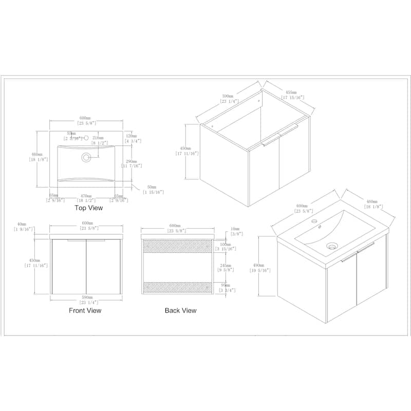 BNK 24"/30"/36" Single Sink Bathroom Vanity with Soft Close Door, Modern Floating Vanity