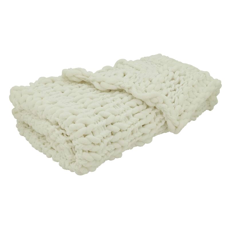 Chunky Knit Design Throw Blanket - 50"x60" - 50"x60"/White