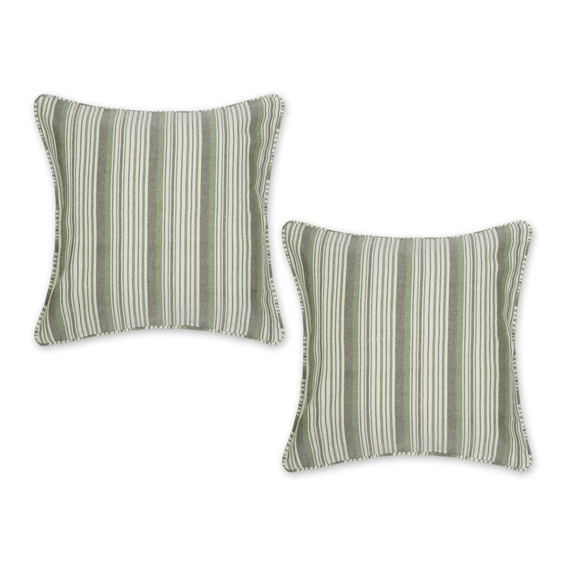 Navy Herringbone Stripe Recycled Cotton Pillow Cover 18x18 (Set of 2)