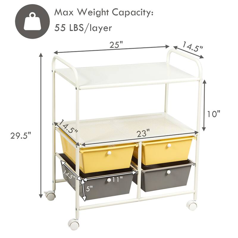Costway 4Drawer Rolling Storage Cart shelf Scrapbook Paper Office - See Details