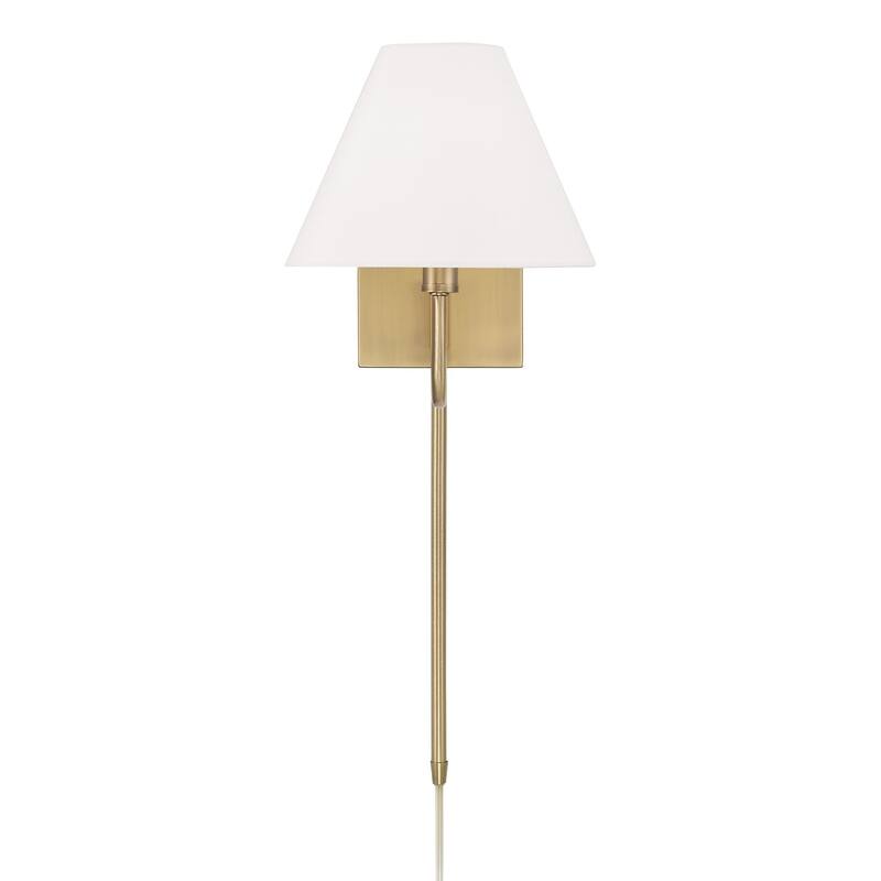 8.5" W x 10.25" H 1-Light Swivel Armed Sconce with Tapered Fabric Shade with Optional Plug-in and Cord Cover