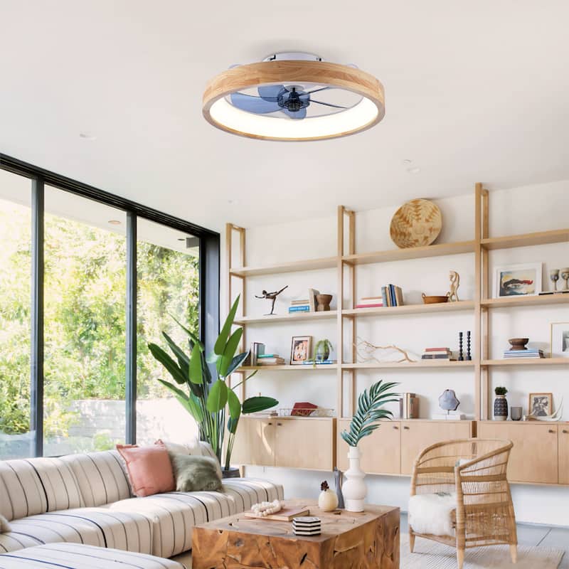 20" Ceiling Fans with Lights and Remote, 3000-6500K Dimmable Modern Flush Mount LED Fan Light, 6 Speeds, Quiet DC Motor