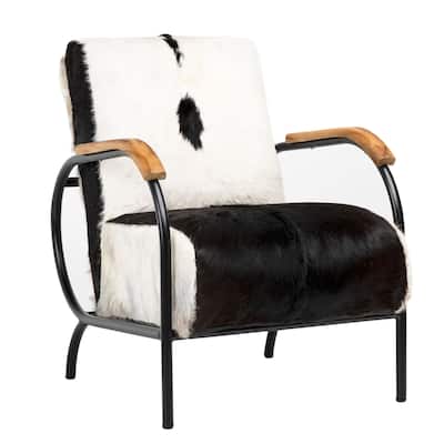 Ethan Genuine Goat Hide Upholstered Occasional Chair, Black/White