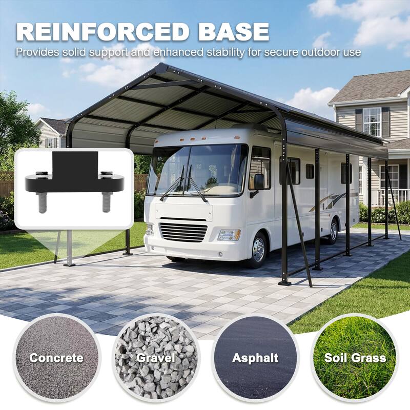 Steel Carport with Reinforced Frame, Windproof Ground Anchors