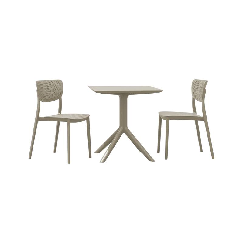 3-Piece Taupe Brown Solid Patio Bistro Set 33"