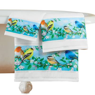 Sky Blue Birds on Branch 3-Piece Bathroom Towel Set - 9.500 x 6.500 x 2.500