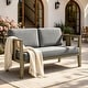 preview thumbnail 173 of 195, Outdoor Teak Solid Wood Patio Furniture Set Loveseat Armchair Table Collection Loveseat - Naturalframe-Grey