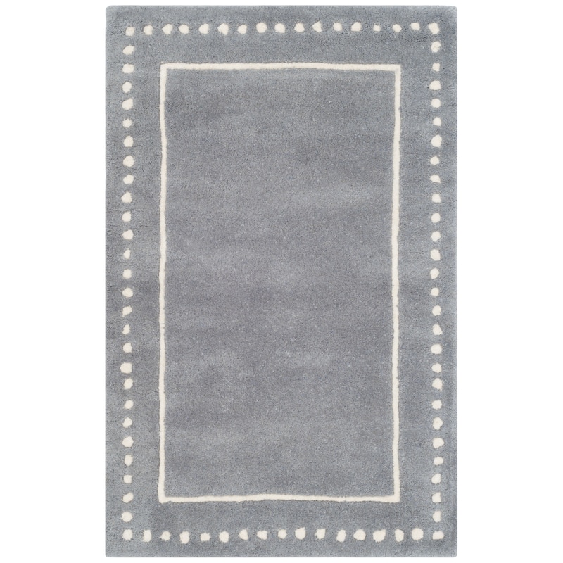 SAFAVIEH Handmade Bella Alverta Dotted Border Wool Rug - 2' x 3' - Silver/Ivory