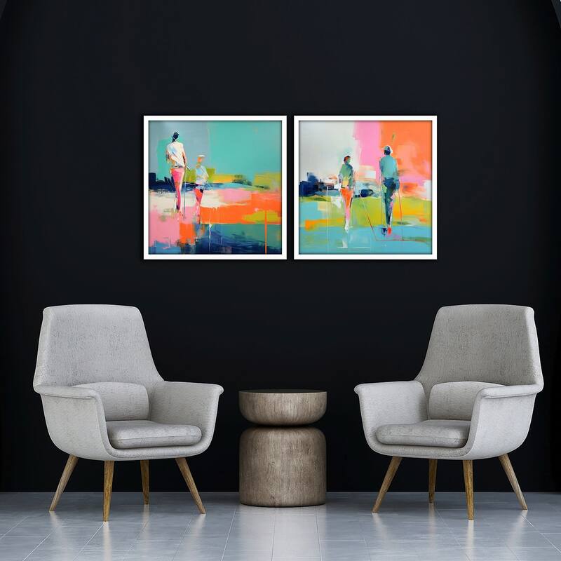 Golf Players II S/2 Framed Art Giclee Under Glass