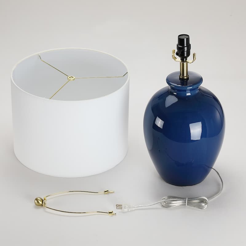 3-Way Ceramic Table Lamp with White Shade - 24.5 in. H