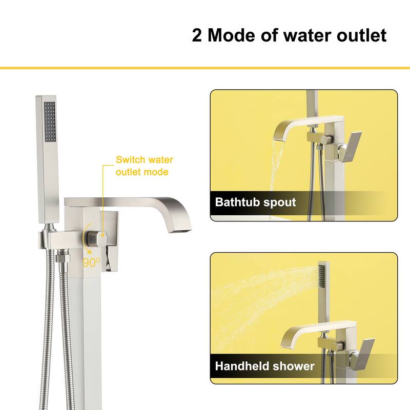 Freestanding Floor Mount Single Handle Bath Tub Filler Bath Tub Faucet