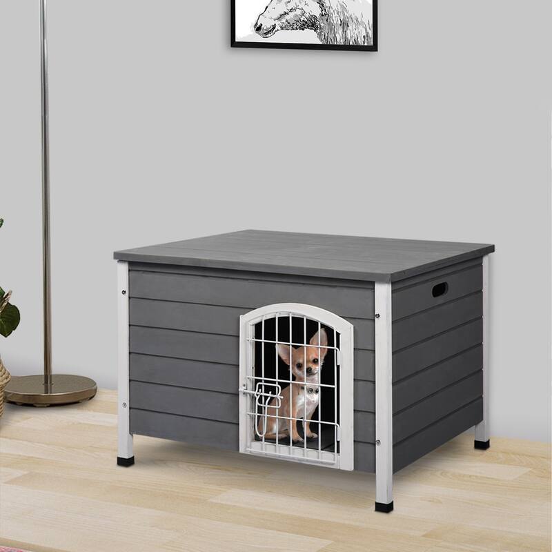 Wooden Decorative Dog Cage Dog Kennel with Lock Small Dog House with Openable Top Removable Bottom Dog Room