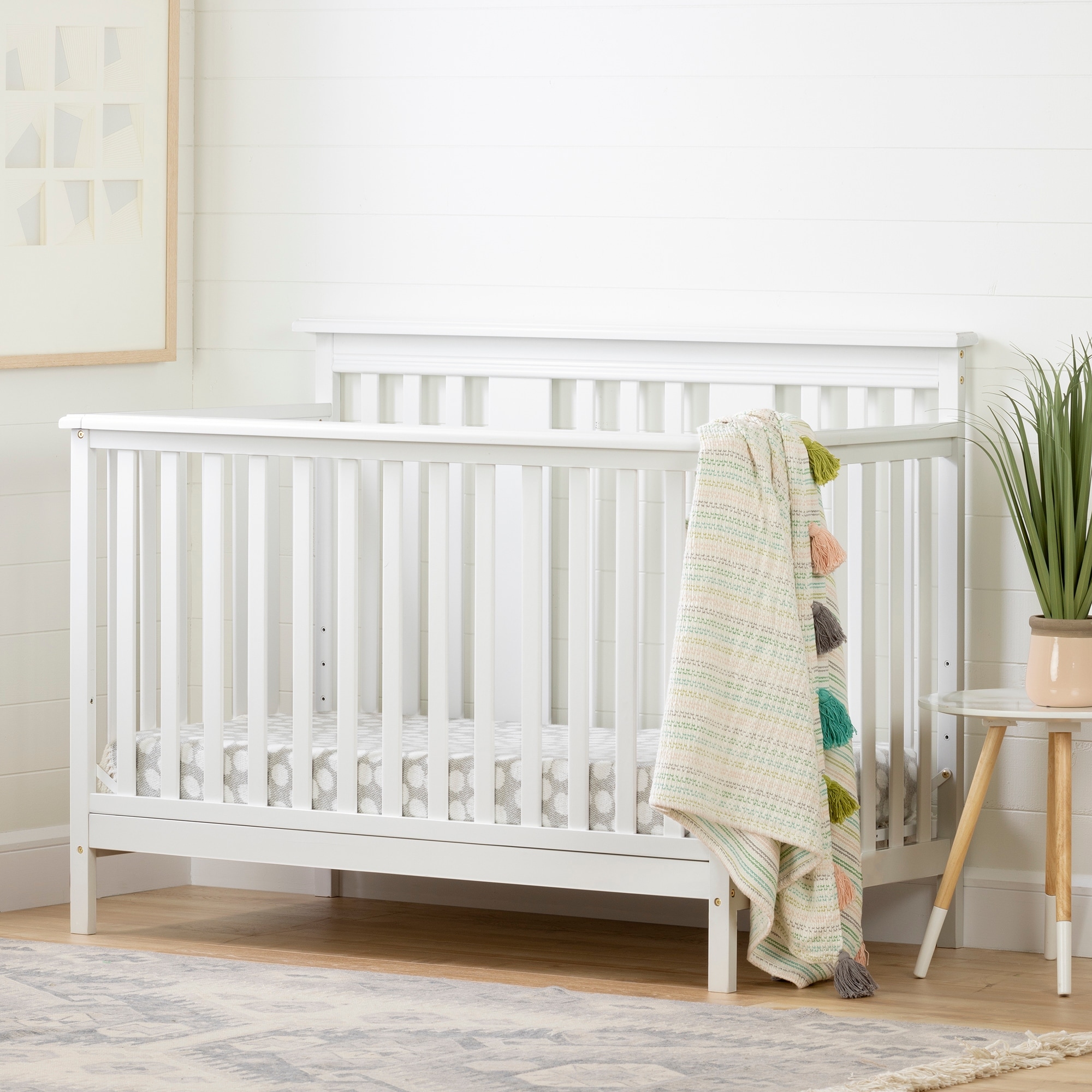 South Shore Cotton Candy Baby Crib 4 Heights with Toddler Rail