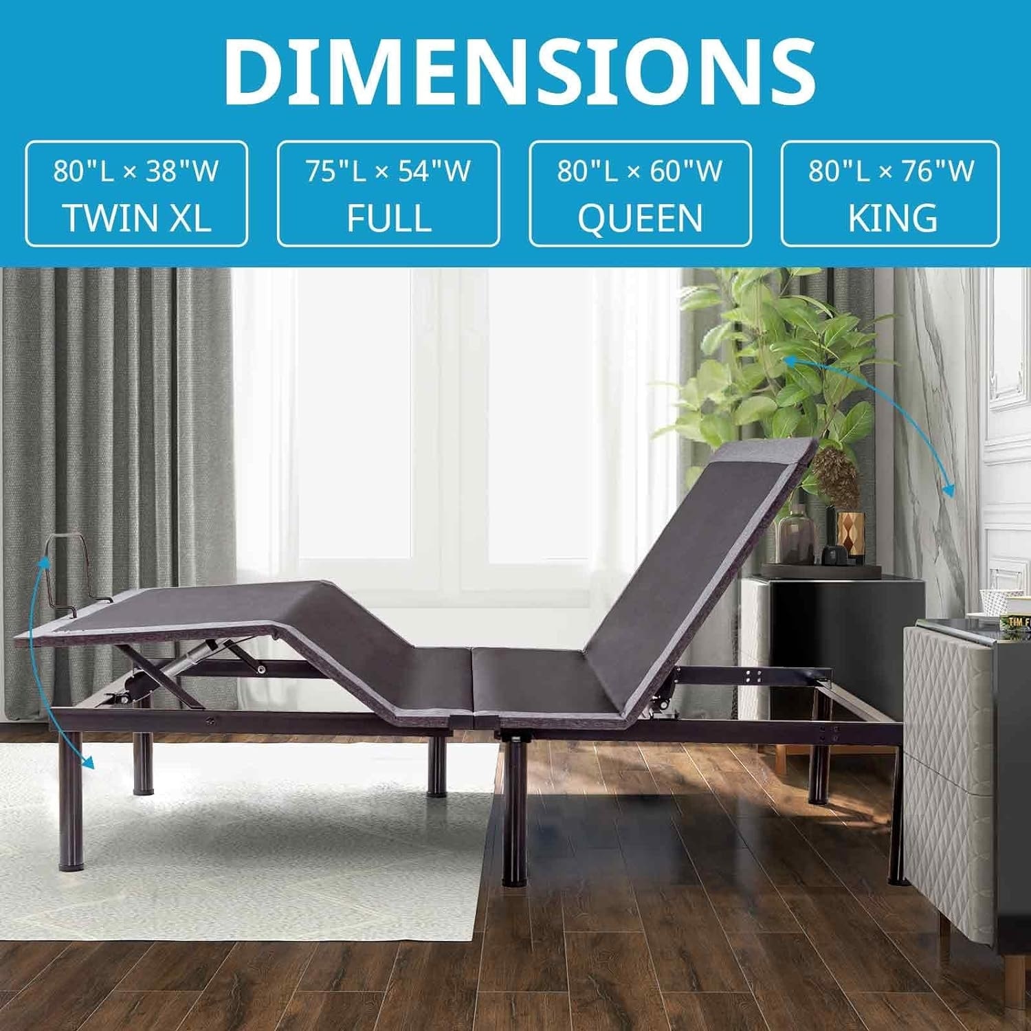 Adjustable Bed Frame Head Foot Incline Wireless Remote Control Zero Gravity Adjustable Bed Base Queen
