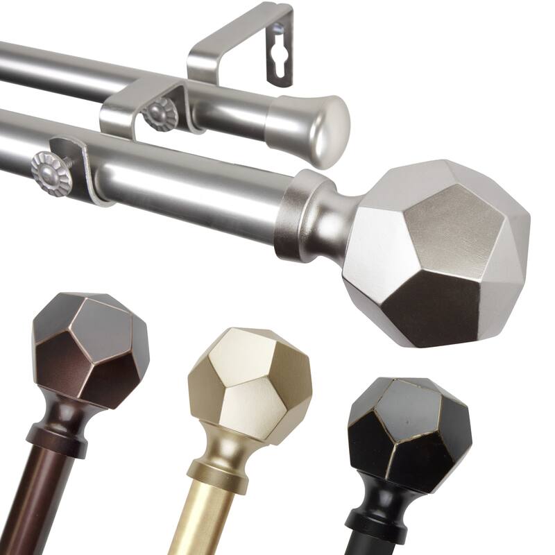 InStyleDesign Valdo 1 inch Diameter Adjustable Double Curtain Rod