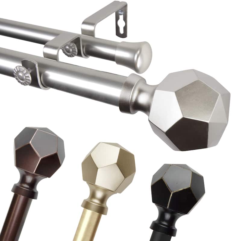 InStyleDesign Valdo 1 inch Diameter Adjustable Double Curtain Rod Bed